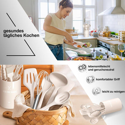 22-teiliges Silikon Küchenhelfer Set Utensilienhalter Antihaft Hitzebeständig