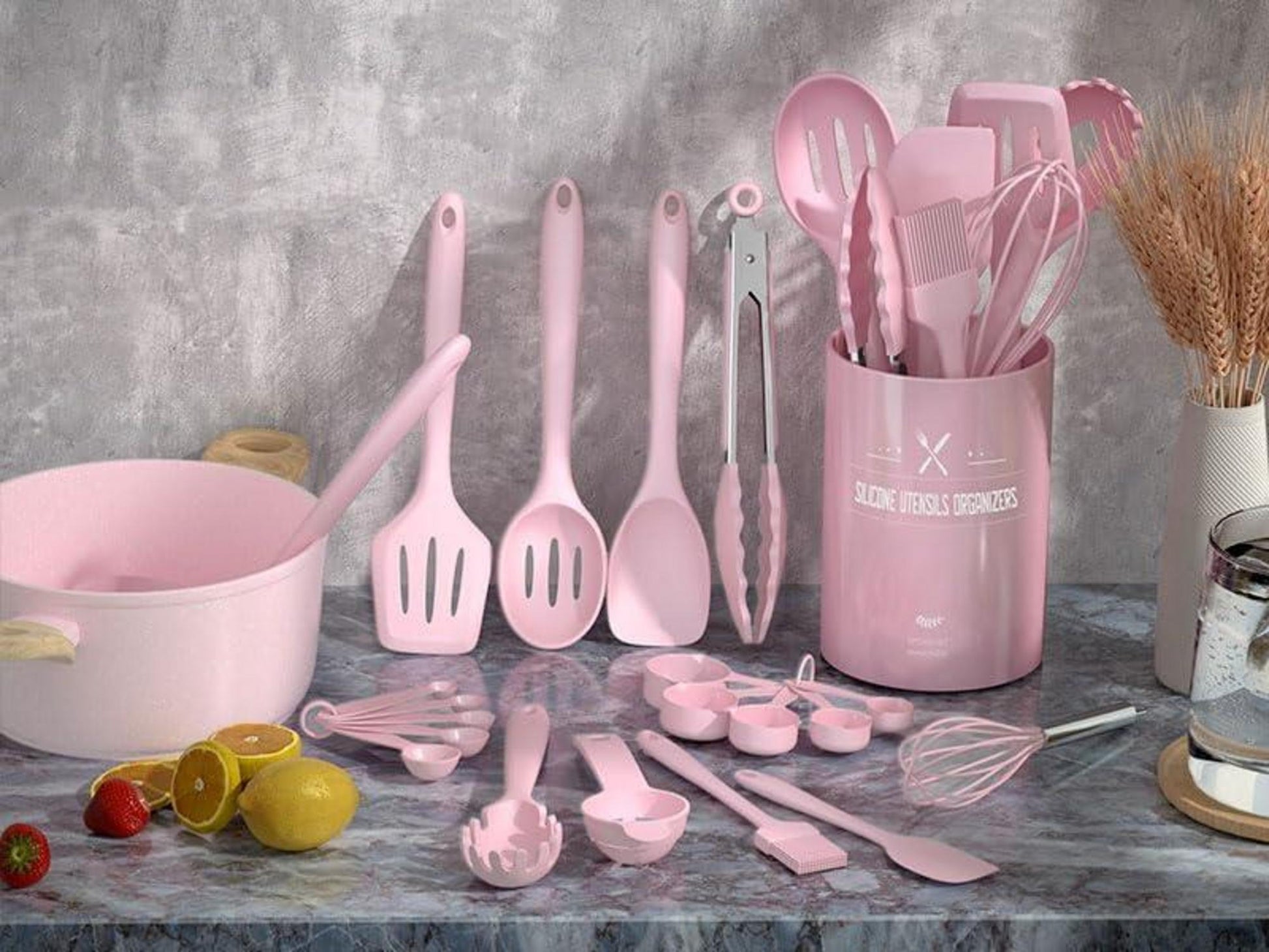 Silikon Küchenhelfer Set 22-teilig mit Utensilienhalter