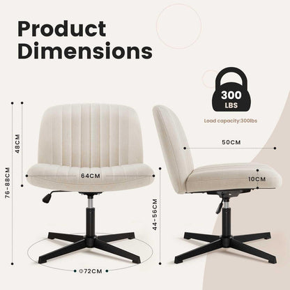 Ergonomischer Bürostuhl ohne Armlehnen in Beige