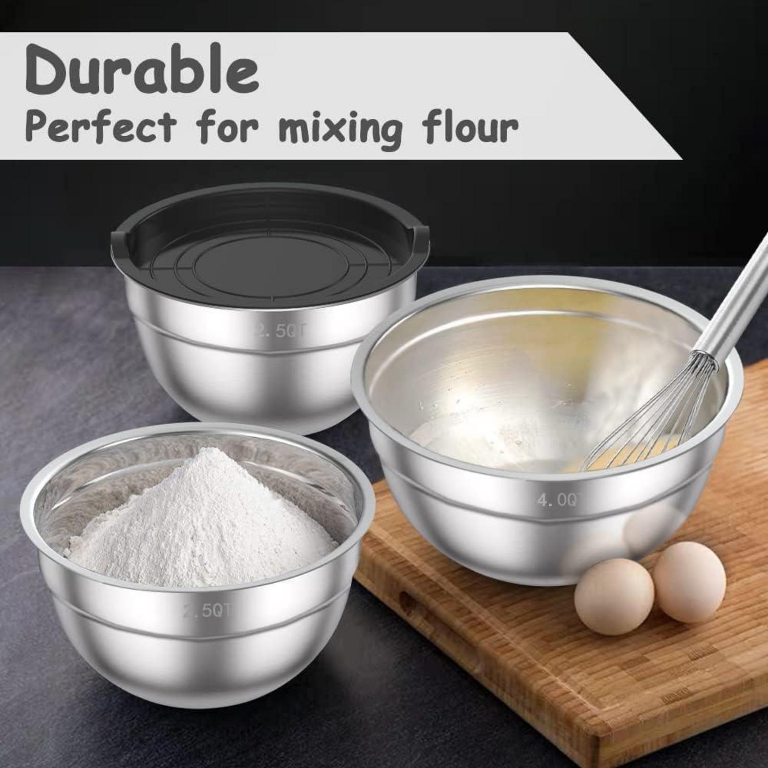 Edelstahl Salatschüssel Set luftdicht Deckel 5-teilig 4.5l 2.7l 1.6l 1.1l 0.7l