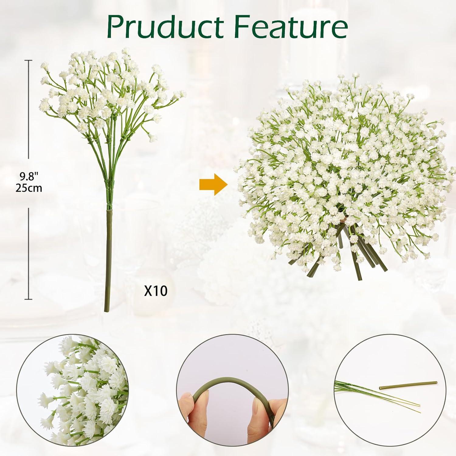 10er Pack Schleierkraut Kunstblumen Gypsophila Deko Hochzeit