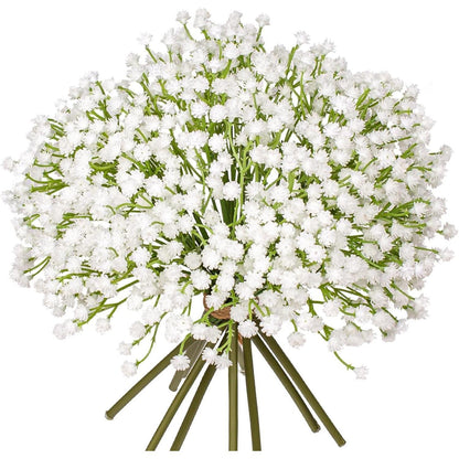10x Schleierkraut Kunstblumen - Weißer Gipskraut Zweig für Deko