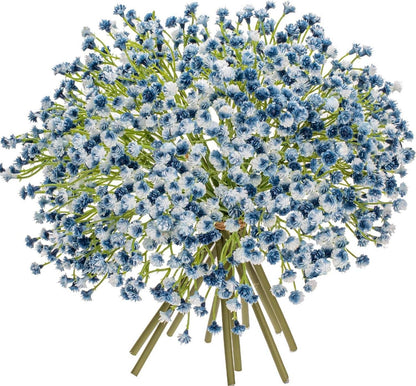 10er Set Künstliches Schleierkraut Gypsophila Kunstblumen Bouquet Blau