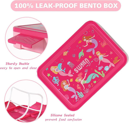 Swkien Brotdose mit Fächern 1300ml BPA-frei Rosa