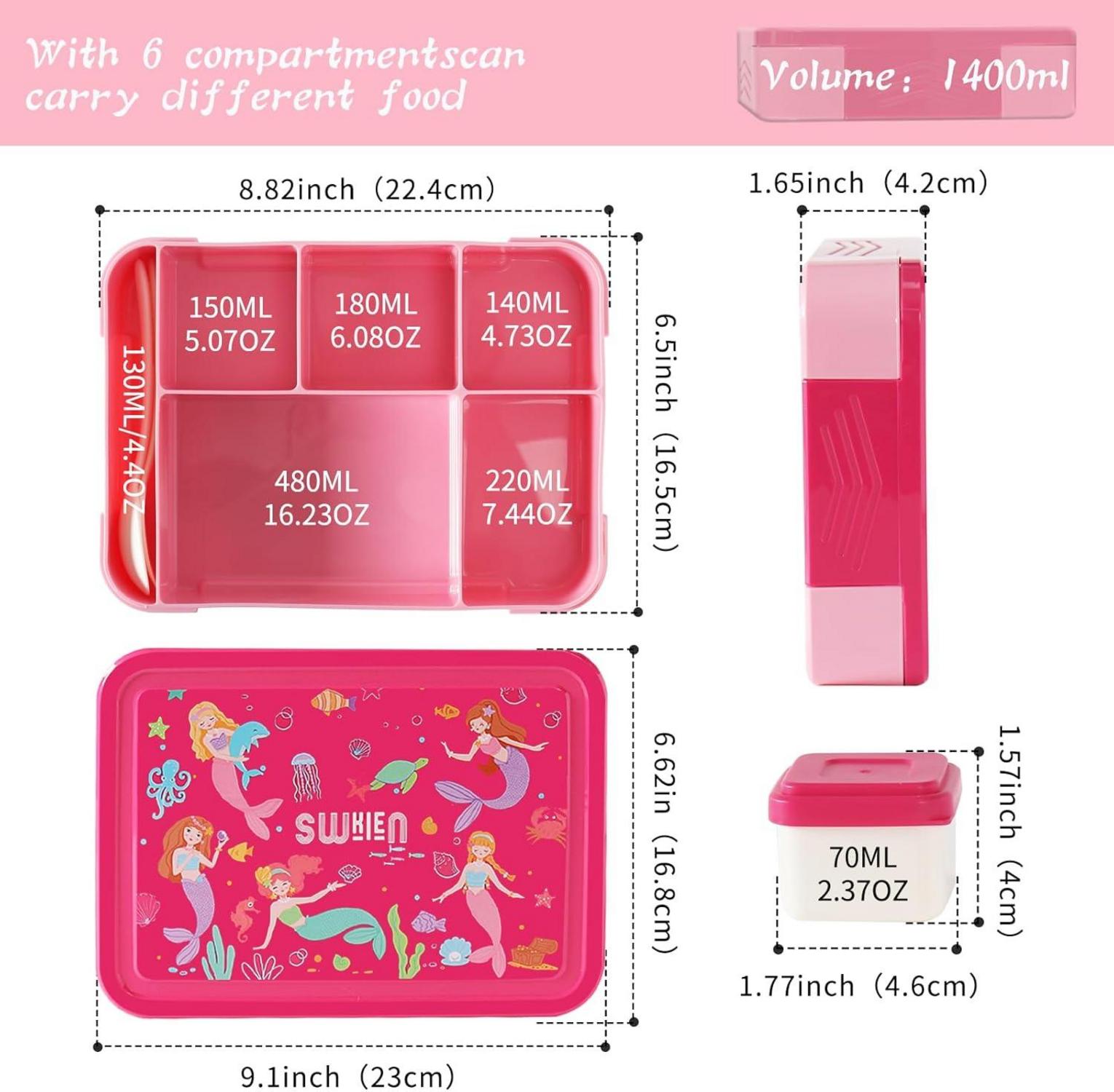 Lunchbox Kinder Bento Box Auslaufsicher 1300ml Rosa Swkien