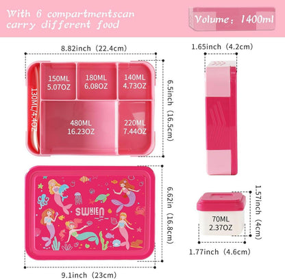 Lunchbox Kinder Bento Box Auslaufsicher 1300ml Rosa Swkien