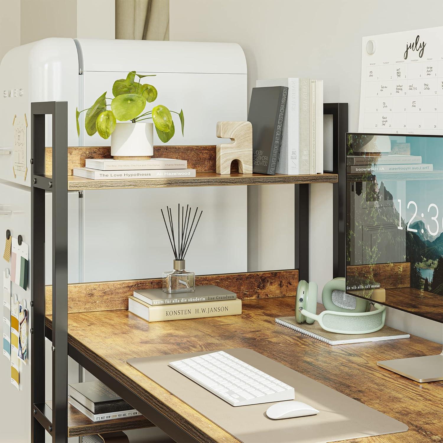 Schreibtisch 100x50cm mit Regal Gaming Bürotisch Wohnzimmer - Braun