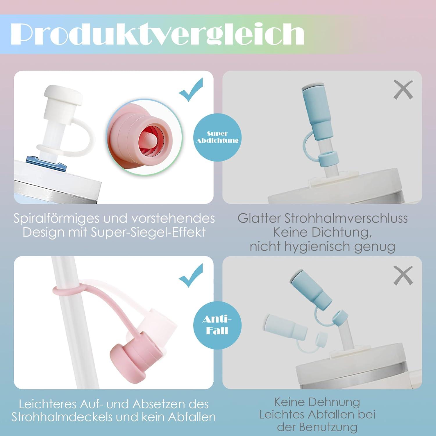 9er-Pack Silikon Strohhalm Abdeckung für Stanley Tumbler 40/30 Oz, Mehrfarbig