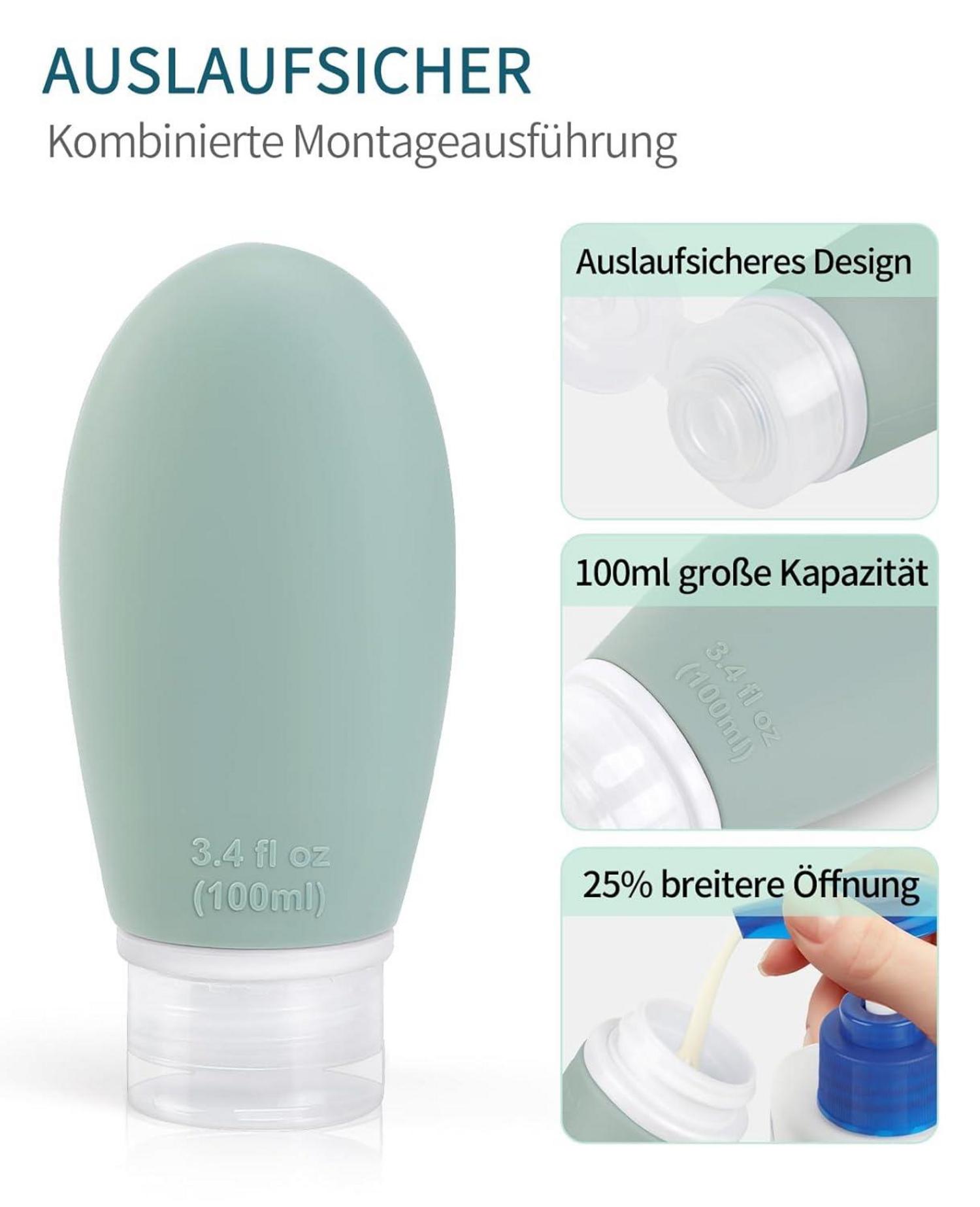 Silikon Reiseflaschen Set 30/60/100ml Auslaufsicher TSA-Zugelassen