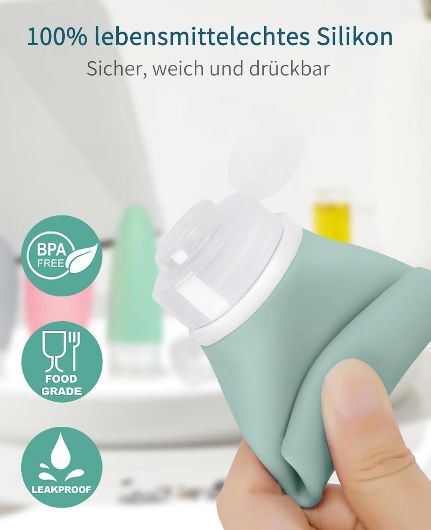 18-teilig Silikon Reiseflaschen Set 30/60/100ml TSA-Zugelassen BPA-Frei