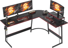 Gaming Tisch Eckschreibtisch 170 x 120 cm Kohlefaseroberfläche Schwarz