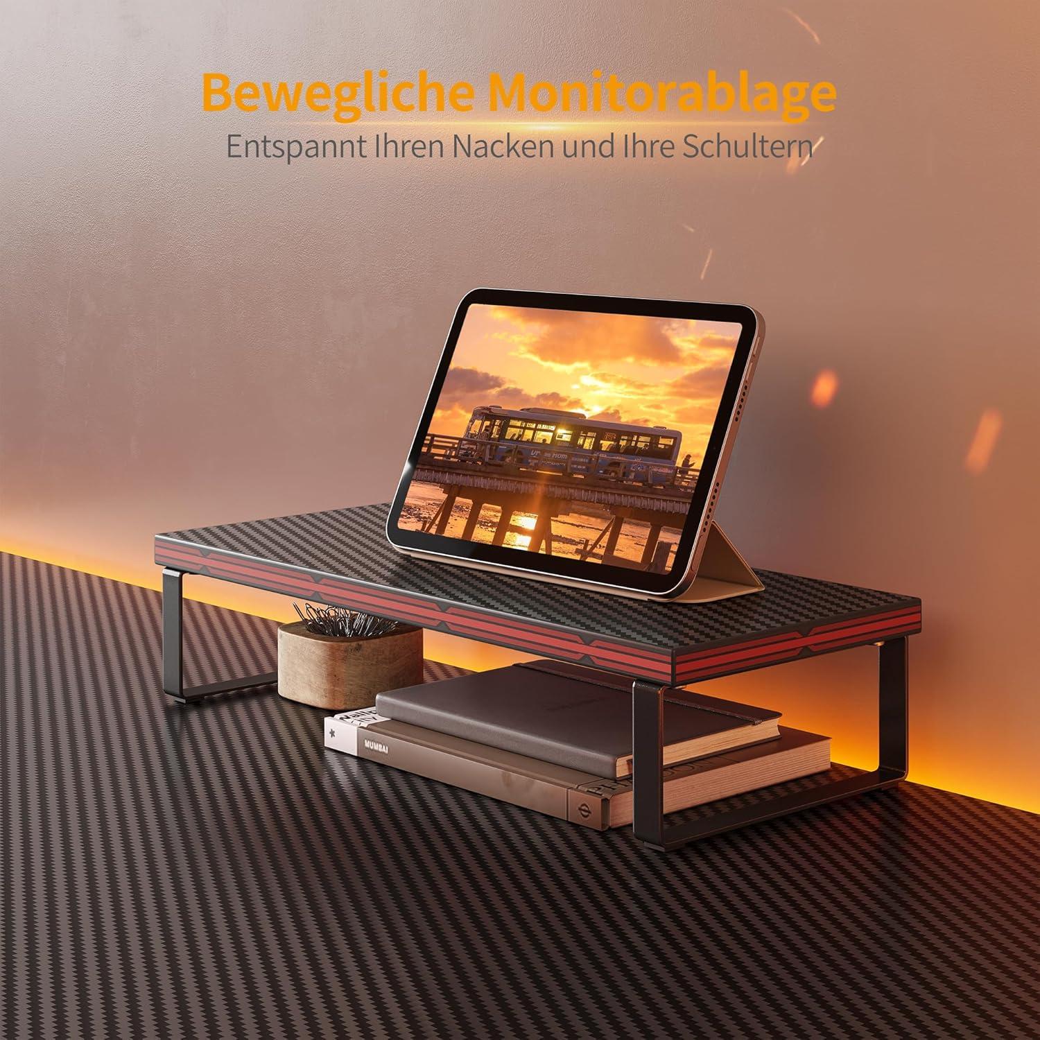 Gaming Eckschreibtisch 170x120 cm Kohlefaseroberfläche Schwarz