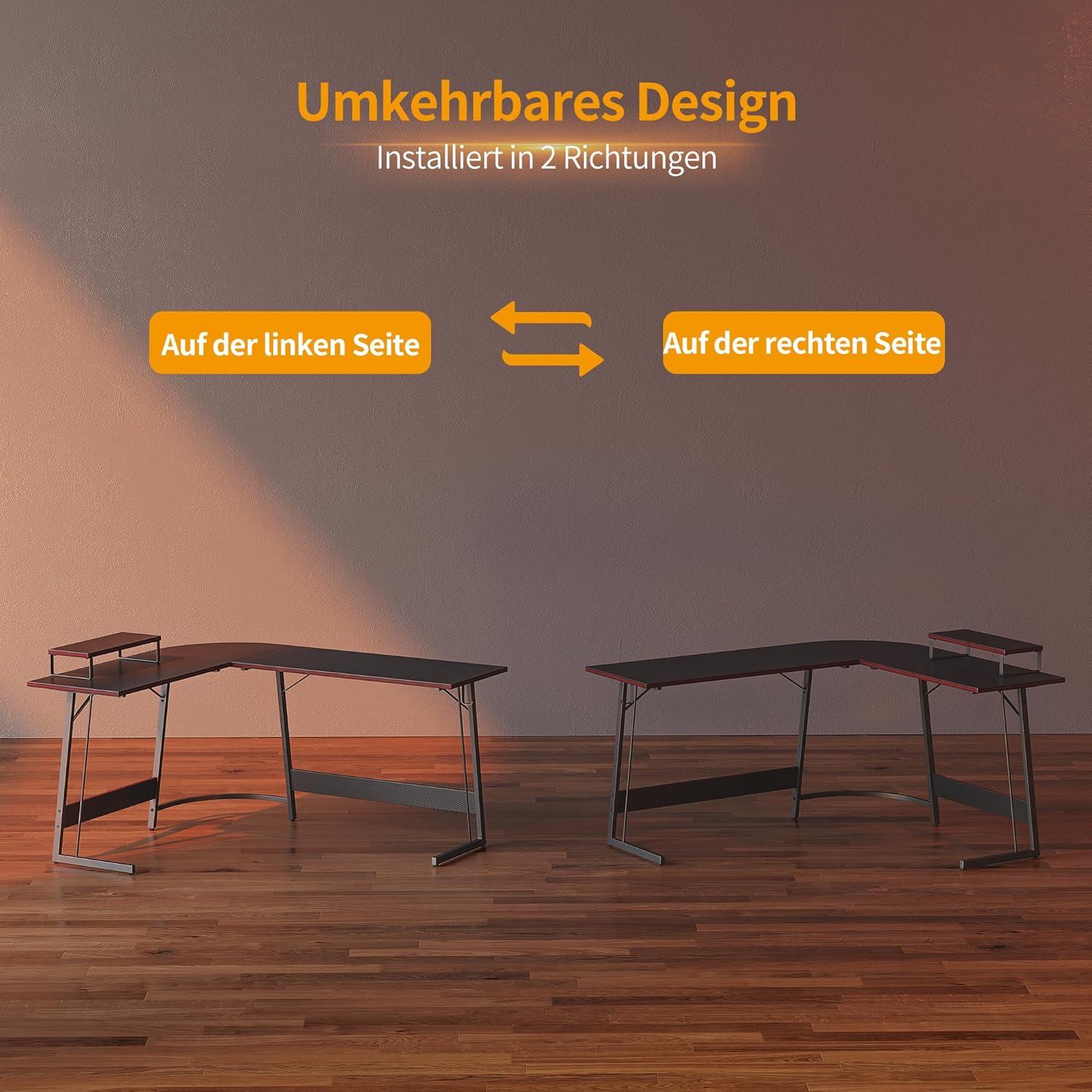 Gaming Eckschreibtisch 170 x 120 cm Kohlefaseroberfläche