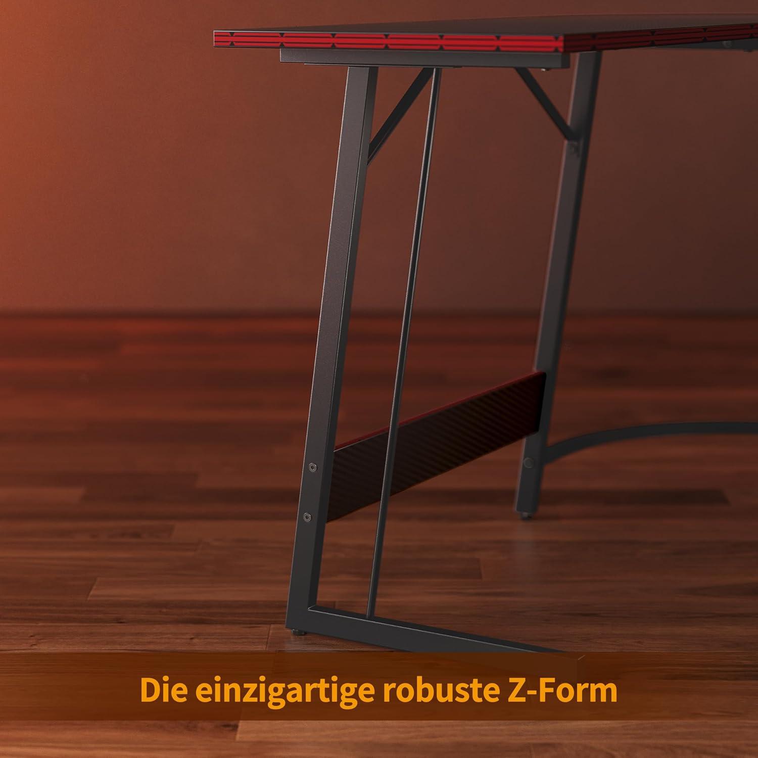 Gaming Eckschreibtisch 170x120 cm Kohlefaseroberfläche Schwarz