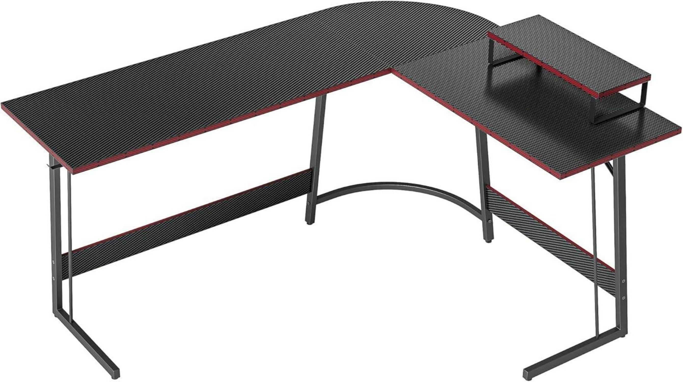 Schreibtisch Gaming Tisch Eckschreibtisch 170x120 cm Kohlefaseroberfläche Schwarz