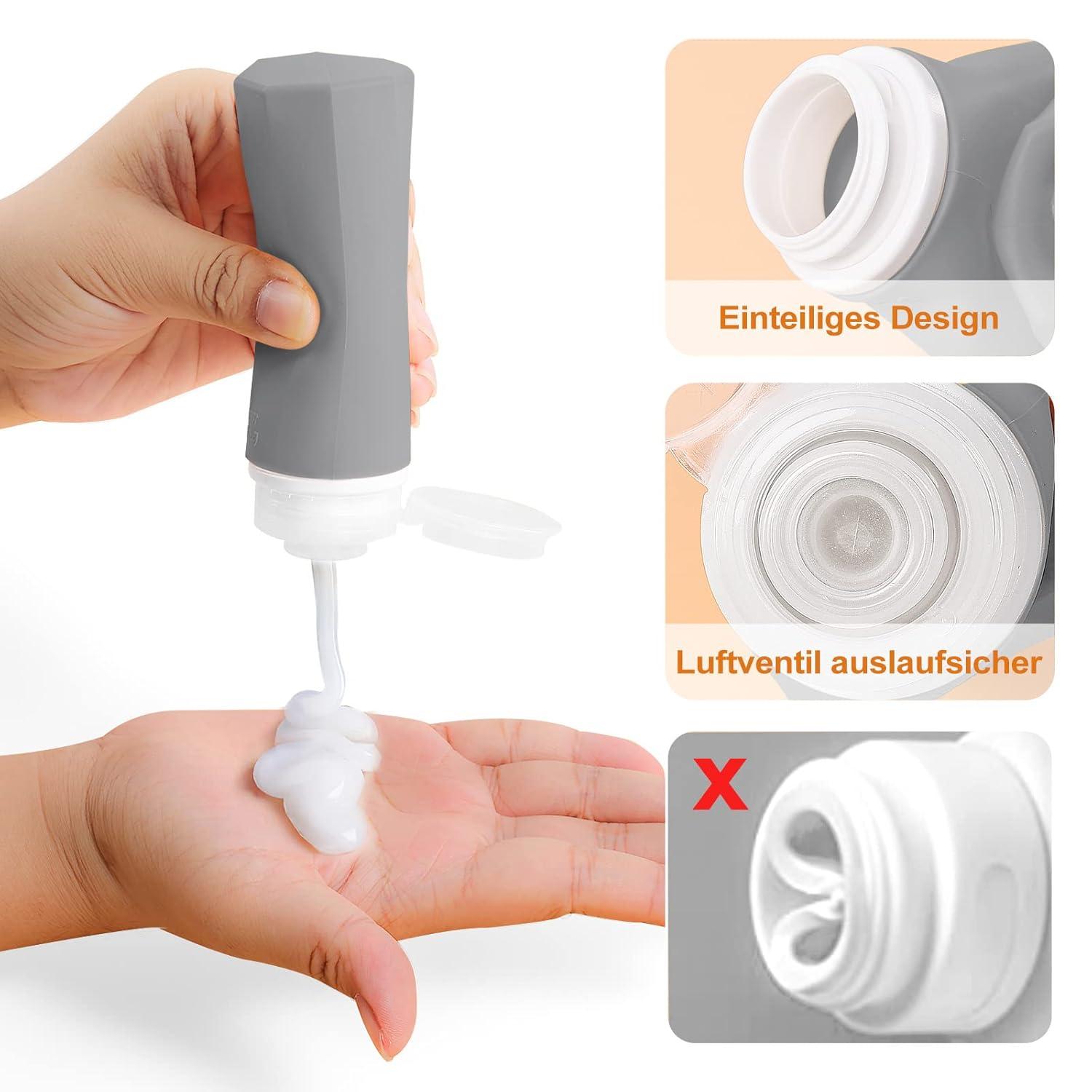 Opret 12 Stück 100ml Silikon Reiseflaschen Set Auslaufsicher TSA-zugelassen