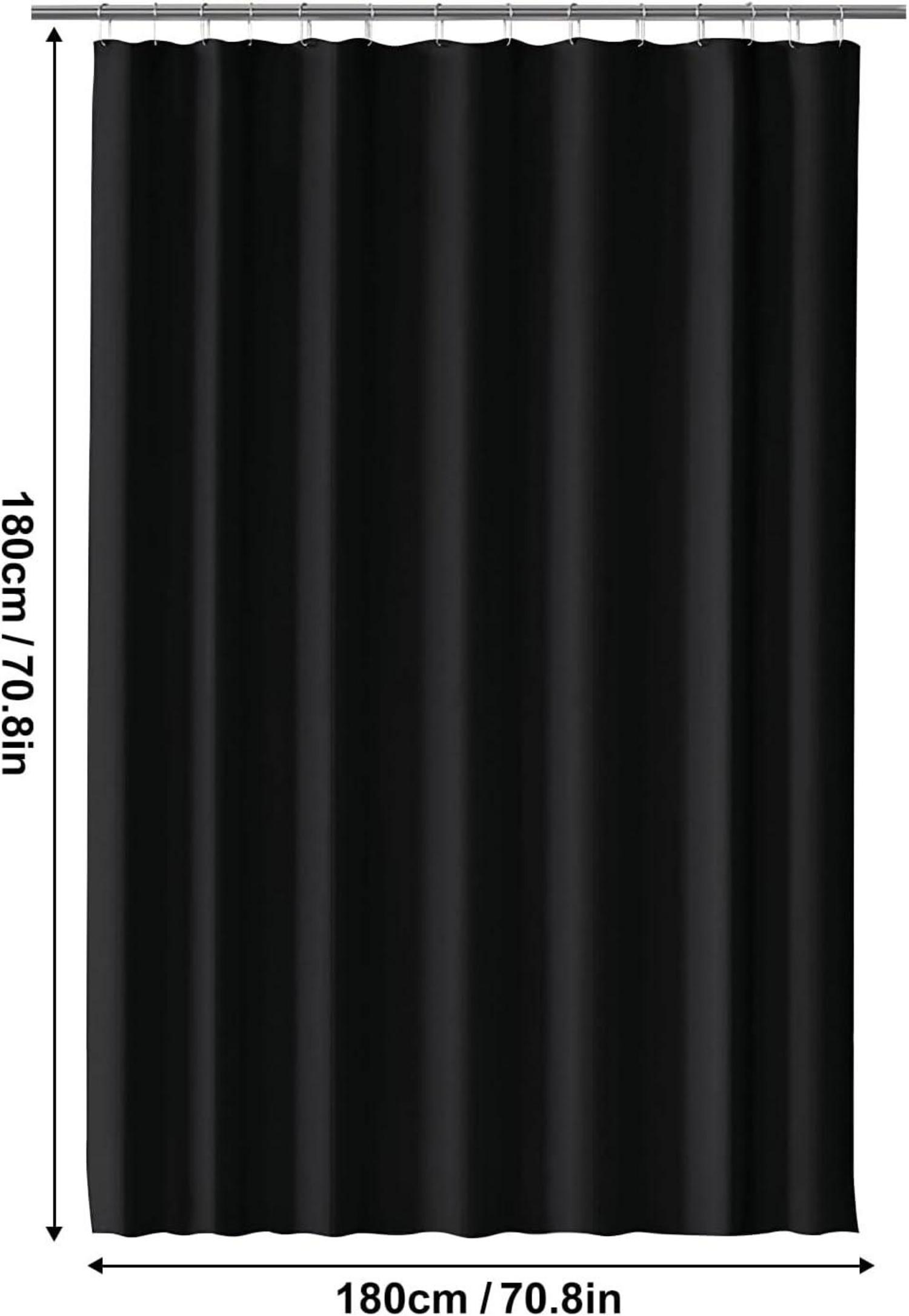 Duschvorhang 180x180 cm Wasserdicht Waschbar PEVA Schwarz