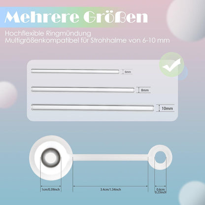 Silikon Strohhalm Abdeckung transparent 9er Pack