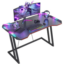 Gaming Schreibtisch LED 120x60 cm Kohlefaser Schwarz