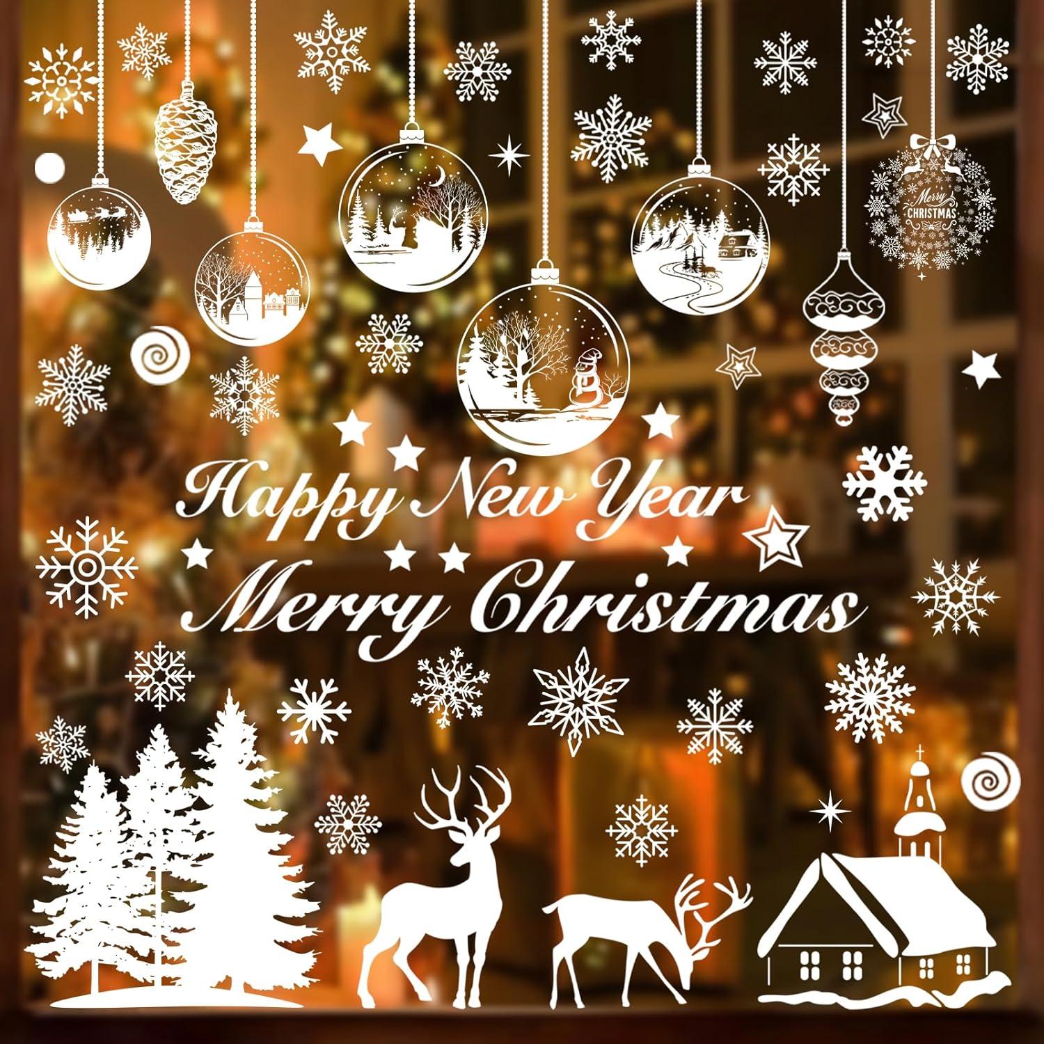 Weihnachtsfensterbilder Deko 190 Stück Selbstklebend Amerikanisch Festliche Fensterdeko