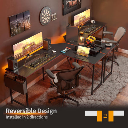 Gaming Schreibtisch L Form 170x120cm mit Monitorständer Black