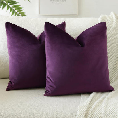 Samt Kissenbezüge 60x60 cm Aubergine Lila - 2er Set