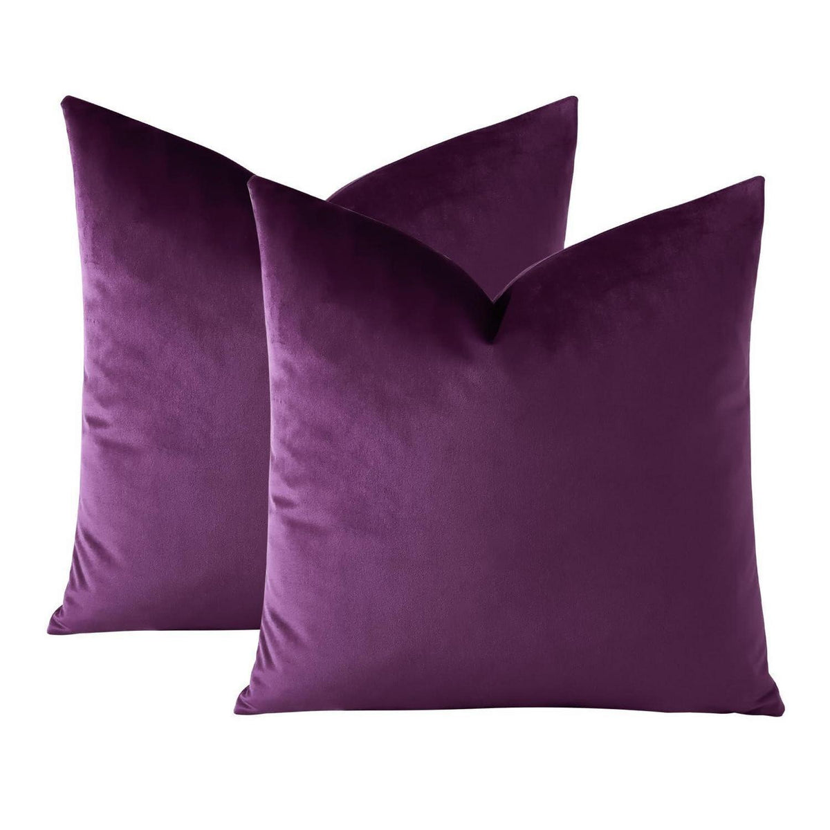 Samt Kissenbezüge 60x60 cm Aubergine Lila - 2er Set