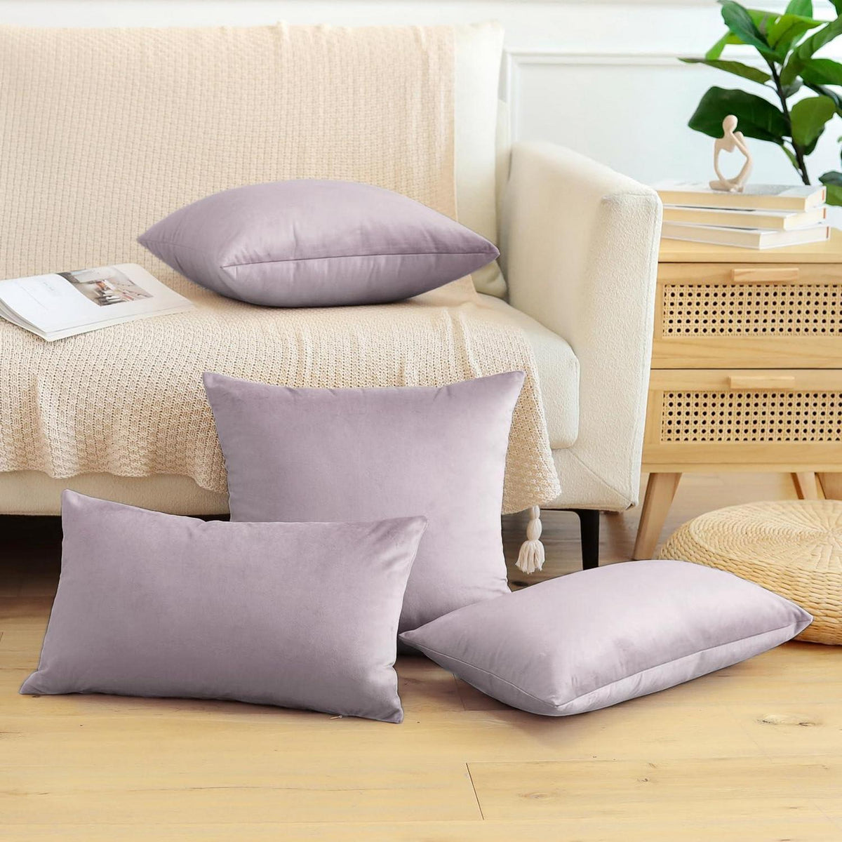 Samt Kissenbezüge 40x60 cm - Rosa Lila 2er Set