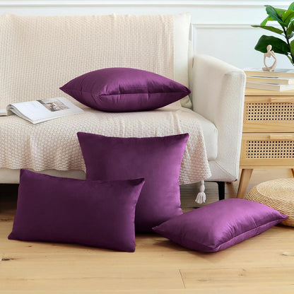 Samt Kissenbezüge 40x60 cm Aubergine Lila - 2er Set
