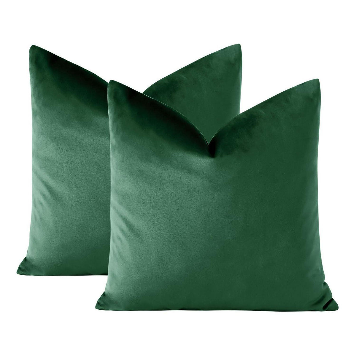 Samt Kissenbezüge 60x60 cm Dunkelgrün, 2er Set