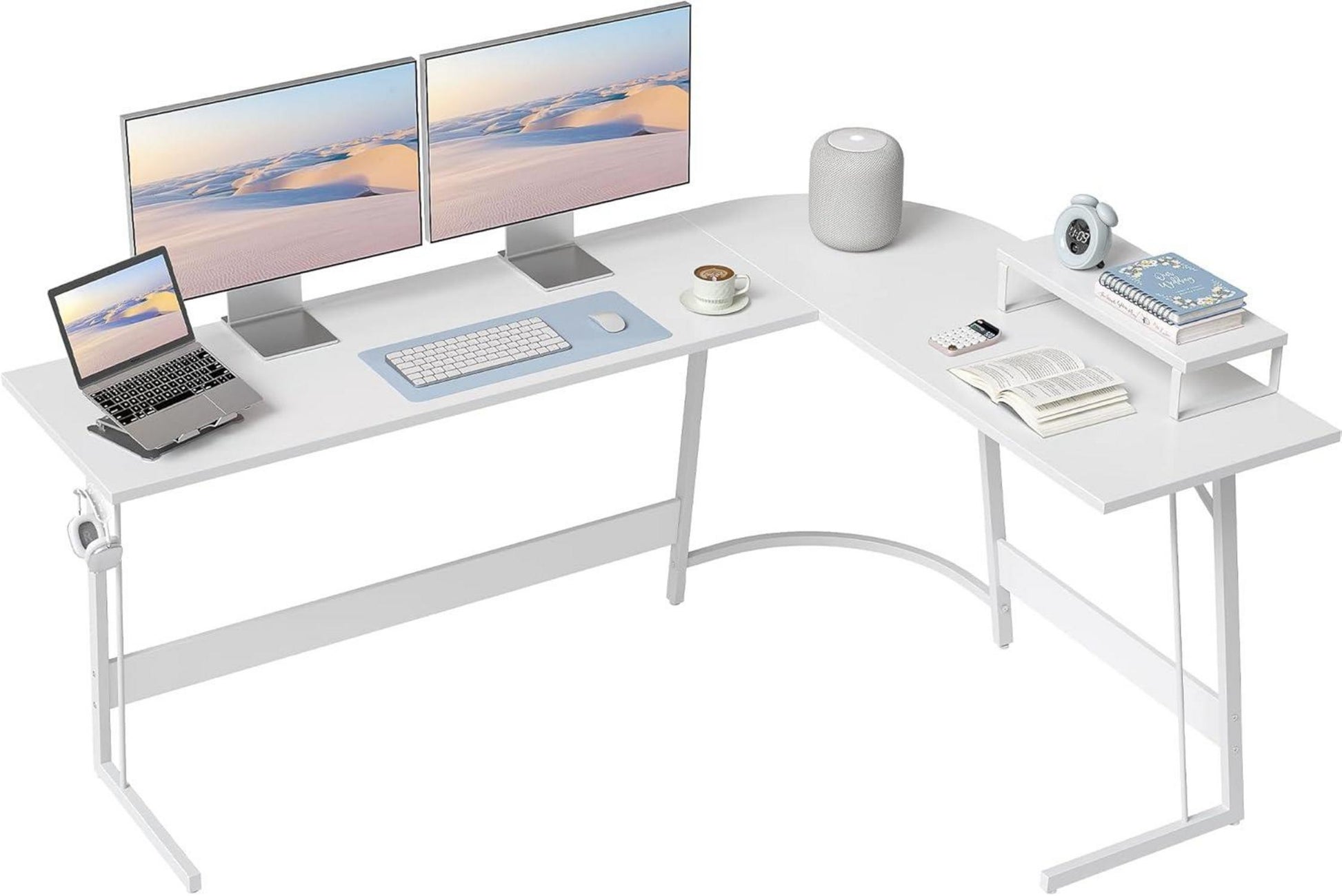 Eckschreibtisch 170x120cm L-Form mit Monitorständer und Schubladen