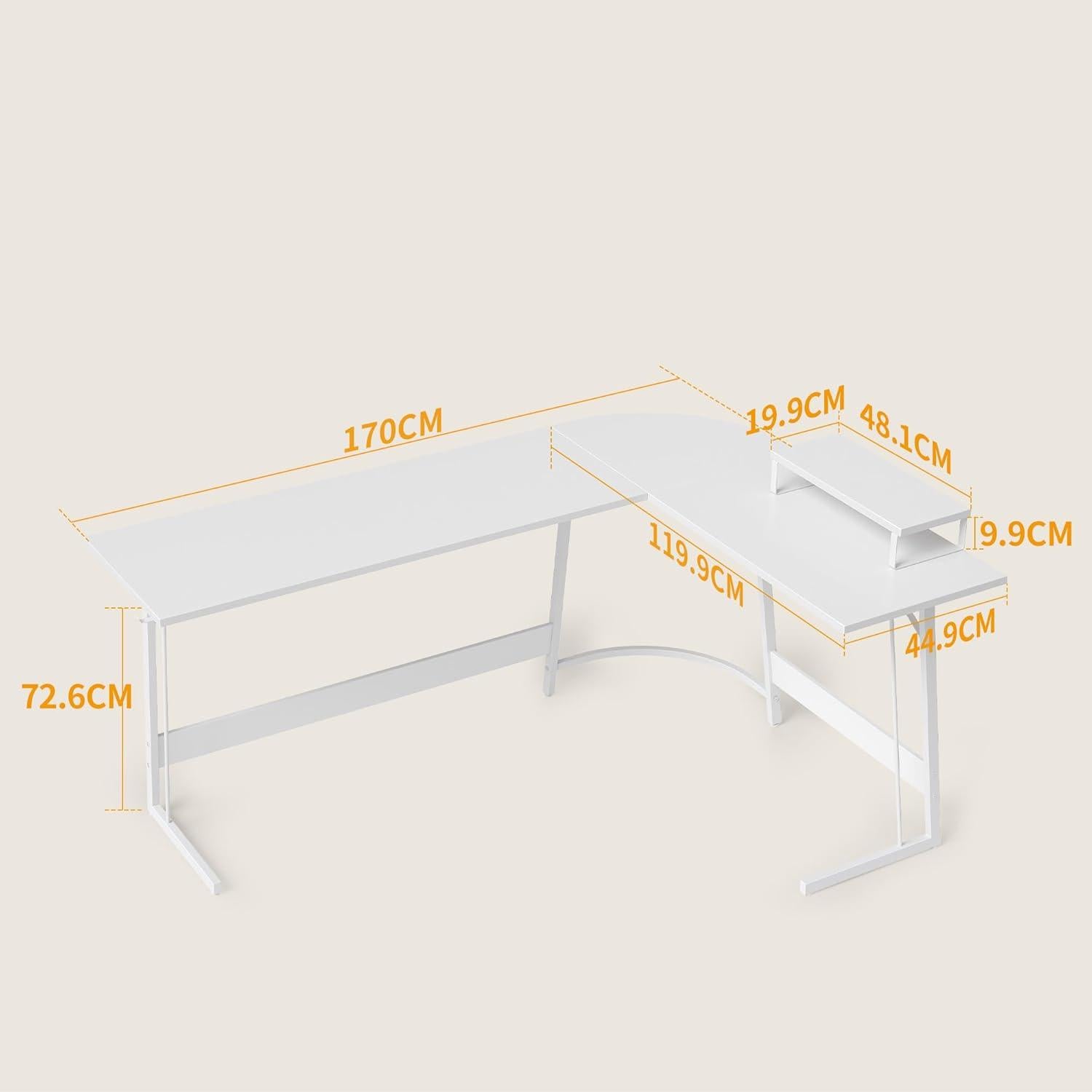 Eckschreibtisch 170x120cm L-Form mit Monitorständer und Schubladen