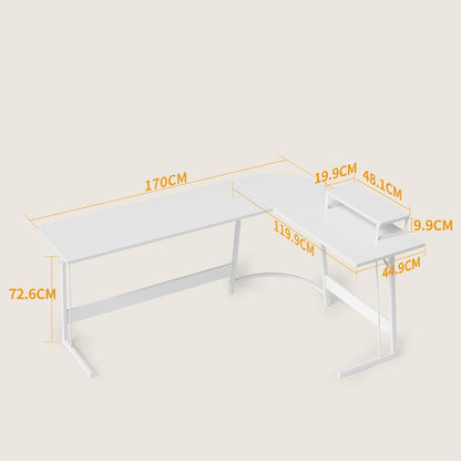 Eckschreibtisch 170x120cm L-Form mit Monitorständer und Schubladen