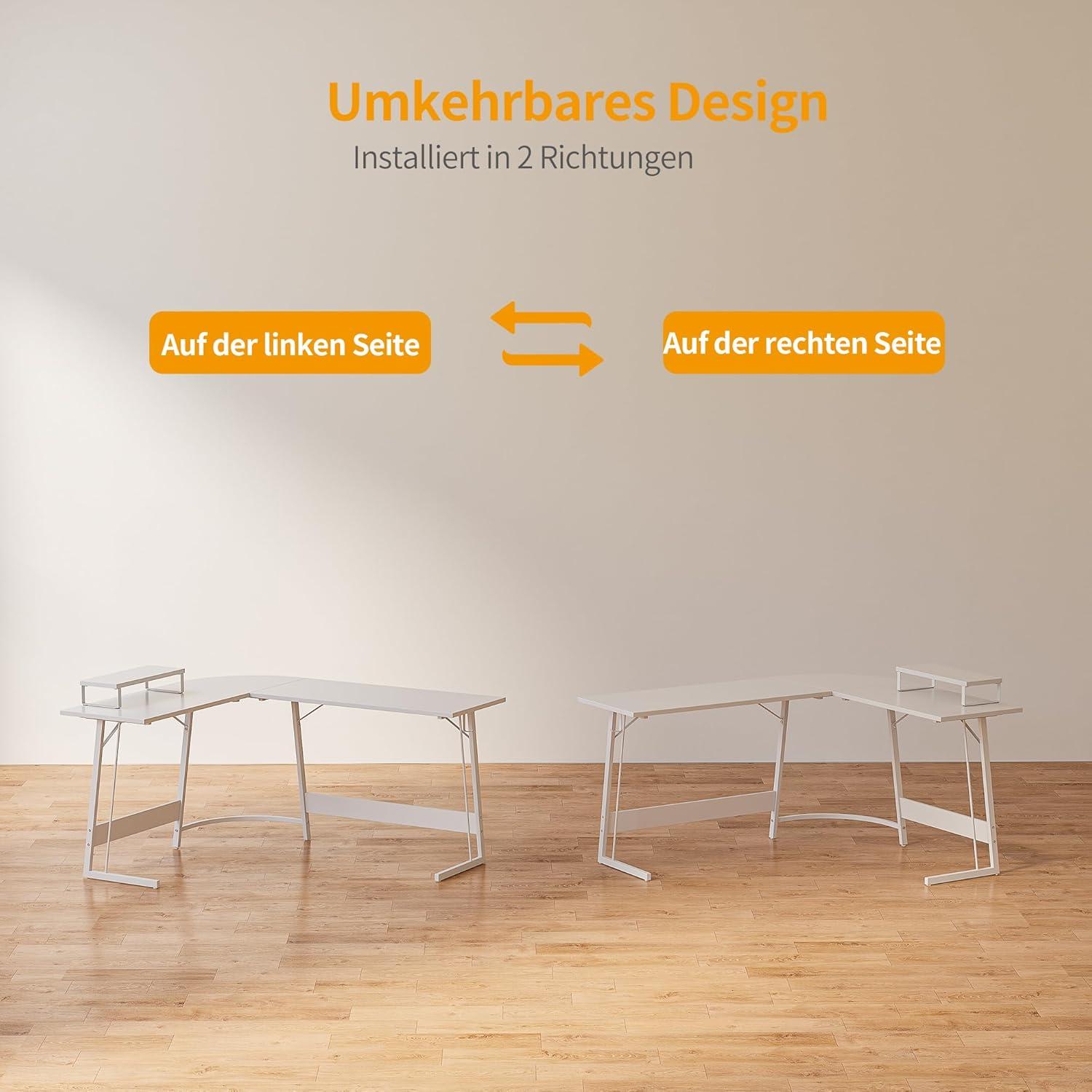 Eckschreibtisch Studie 170x120 cm Stabil L-Form Pc Mit Monitorständer