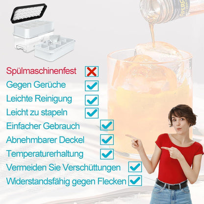 Eiswürfelform für große Einwürfel mit Deckel 16 Stück 5cm