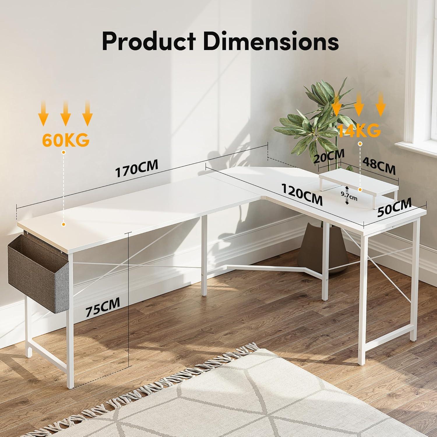 Gaming Eckschreibtisch 170x120cm mit Monitorständer und