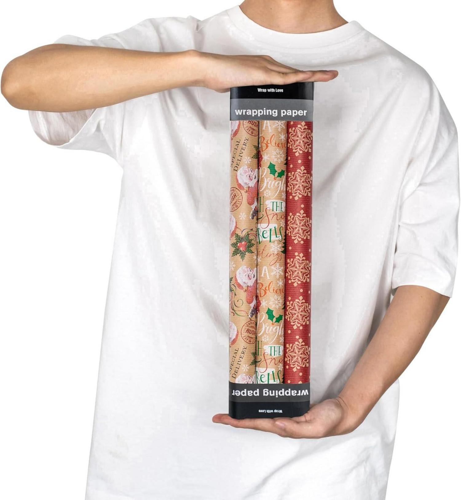 Weihnachts-Geschenkpapierrolle Kraftpapier Schneemann Schneeflocke 3