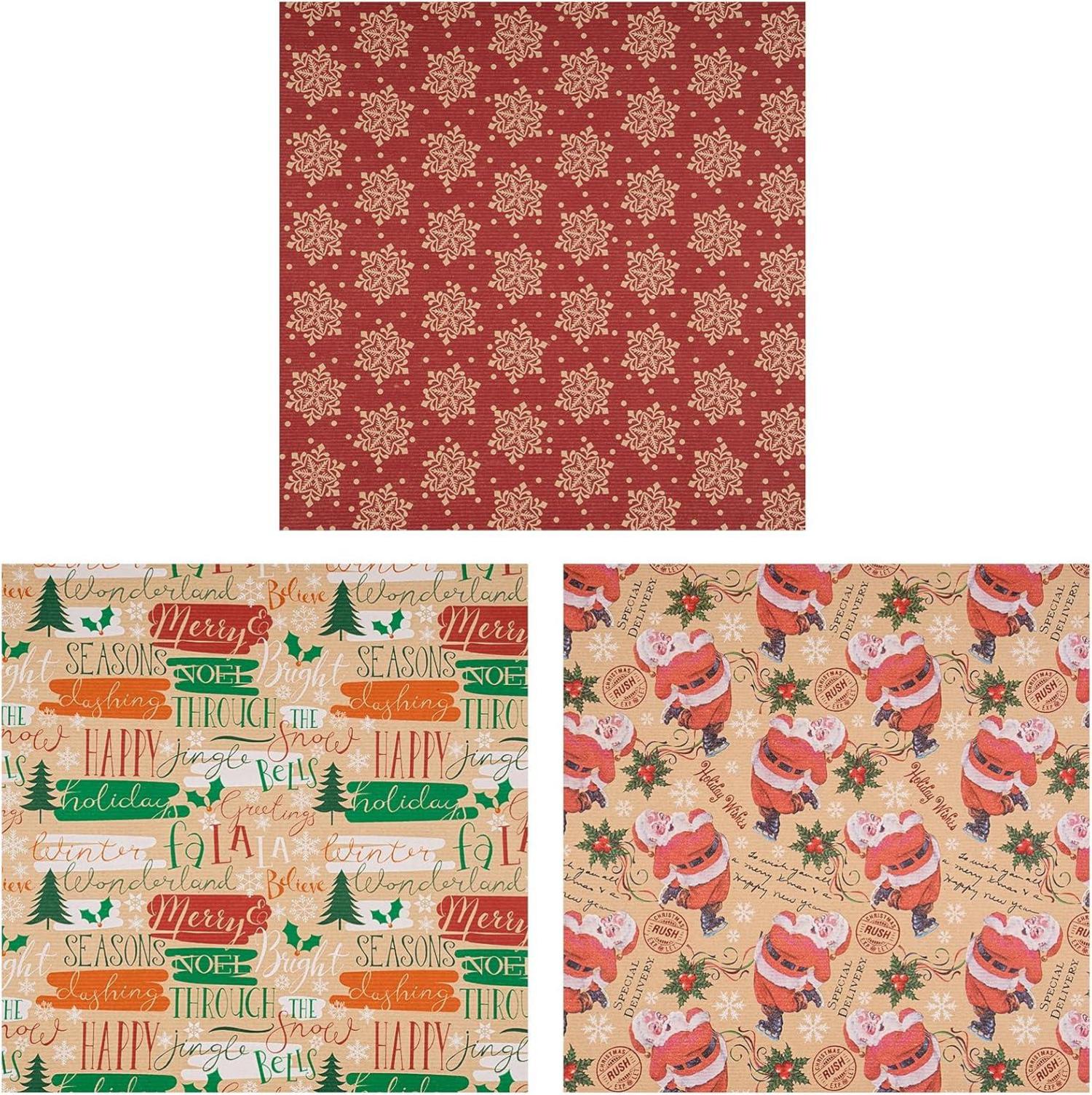 Weihnachts-Geschenkpapierrolle Kraftpapier Schneemann 3 Rollen