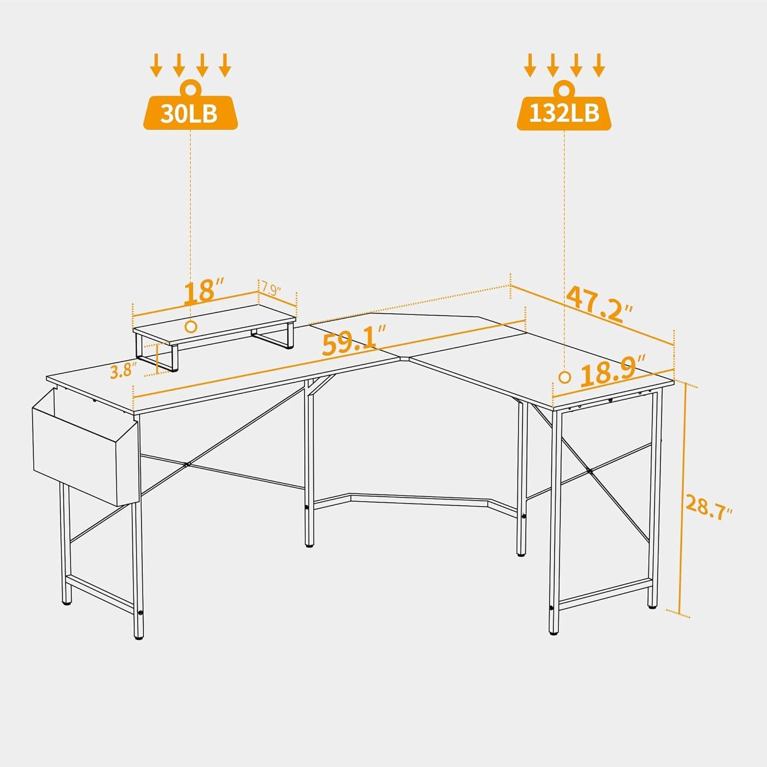 Gaming Tisch Eckschreibtisch 150x120cm Monitorständer