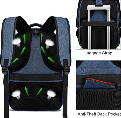 Rucksack Herren Laptop Schulrucksack USB Wasserdicht Business Blau 15,6 Zoll
