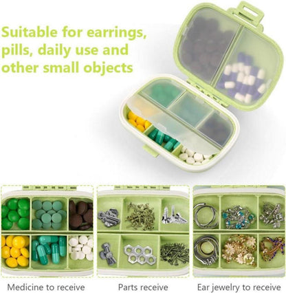 ACWOO Tablettenbox 7 Tage, Pillendose 8 Fächer BPA Frei Grün