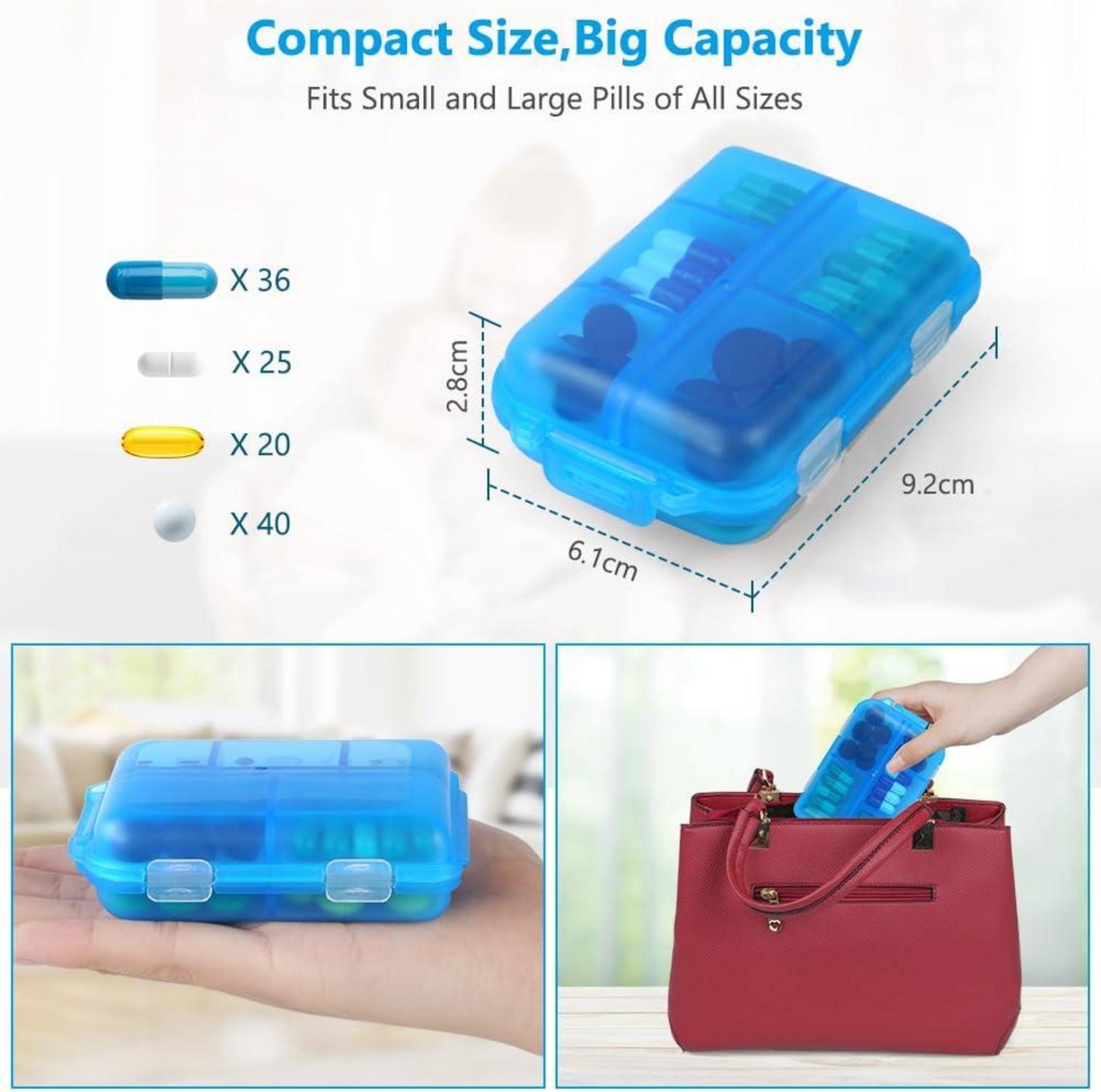 Tablettenbox 7 Tage Pillendose 10 Fächer BPA frei Blau