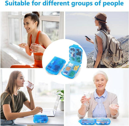 Tablettenbox 7 Tage Pillendose 10 Fächer Medikamentenbox BPA Frei Blau