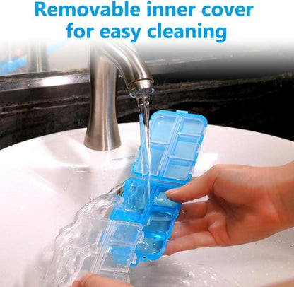 ACWOO Tablettenbox 7 Tage mit 10 Fächern BPA Frei Blau