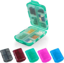 Tablettenbox mit 10 Fächern für Medikamente, Vitamine, Grüne