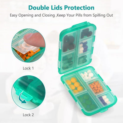 ACWOO Tablettenbox 7 Tage Pillendose 10 Fächer BPA Frei Design Grün