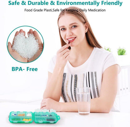 Tablettenbox 7 Tage Pillendose 10 Fächer grün Medikamente Vitamine