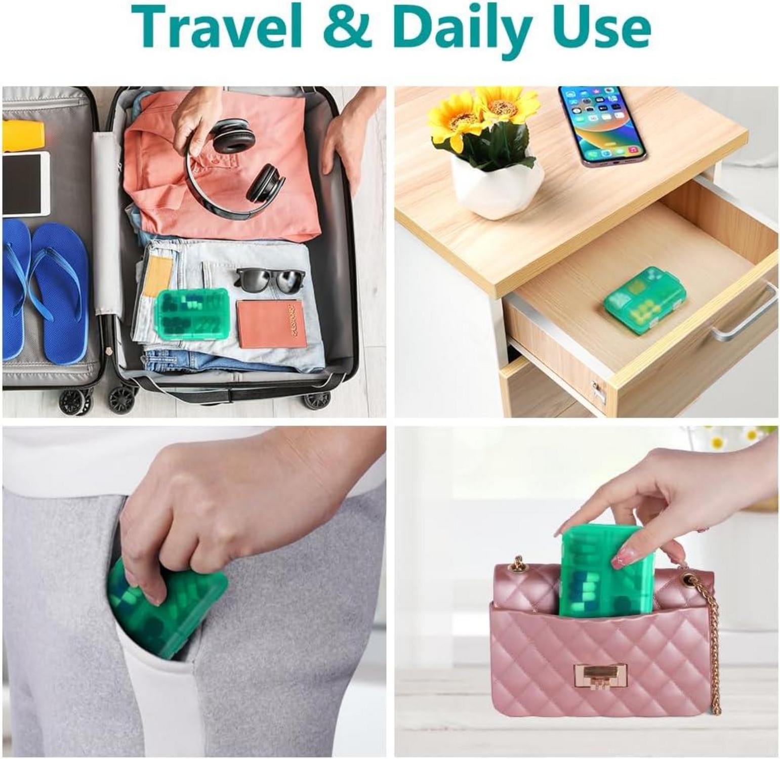 Tablettenbox 7 Tage Pillendose 10 Fächer BPA frei Medikamentenbox Grün