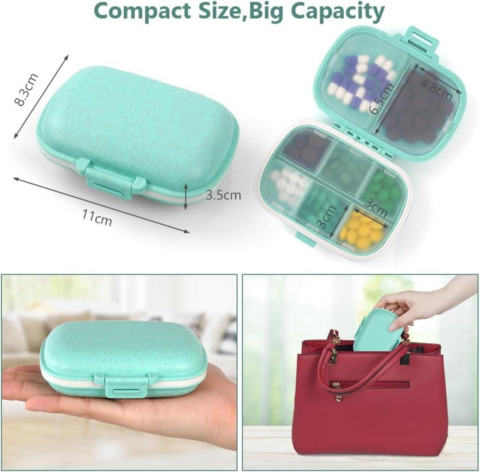 ACWOO Pillendose 7 Tage Tablettenbox 8 Fächer Blau