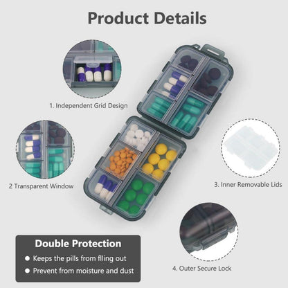 Tragbare Pillenbox 7 Tage Tablettenbox 10 Fächer